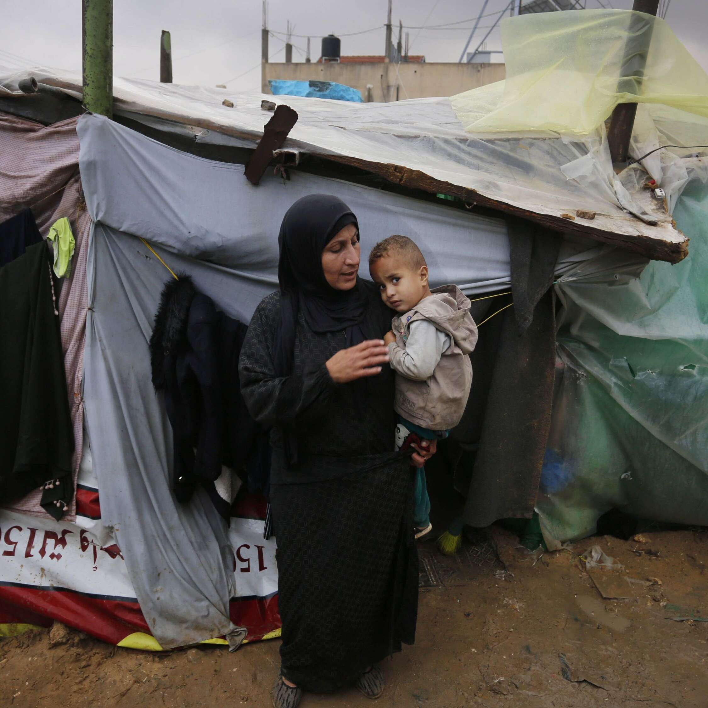 Life for displaced Palestinian families in Gaza is made more difficult by the rain and cold weather.