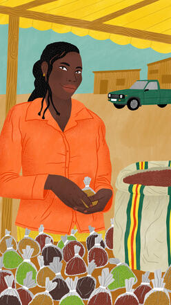 Laraba drömmer om att bli den mest lönsamma bönförsäljaren i hennes samhälle i Nigeria.