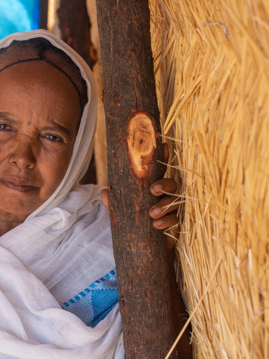 Porträtt av Berhan som bor i Gerdaref-lägret i Sudan