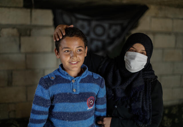 Mamma och son i Syrien