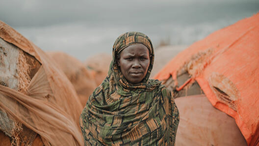 Malabey Baube, a mother of seven children, came to the Torotorow IDP camp in Somalia because of severe drought.