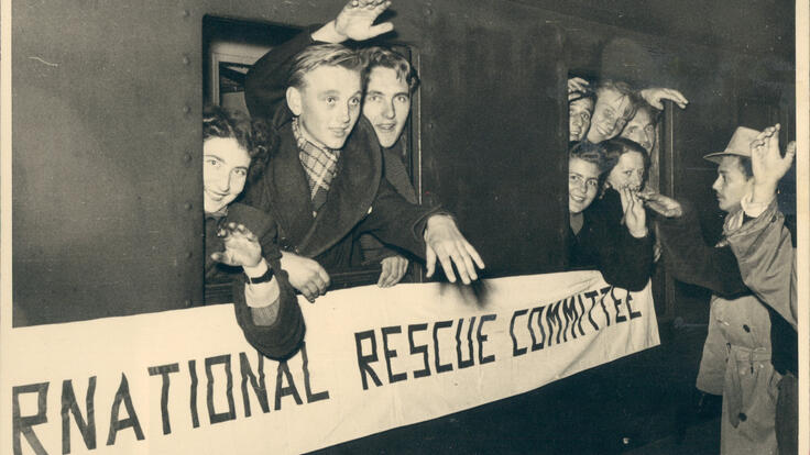Ungerska flyktingar på ett tåg 1956